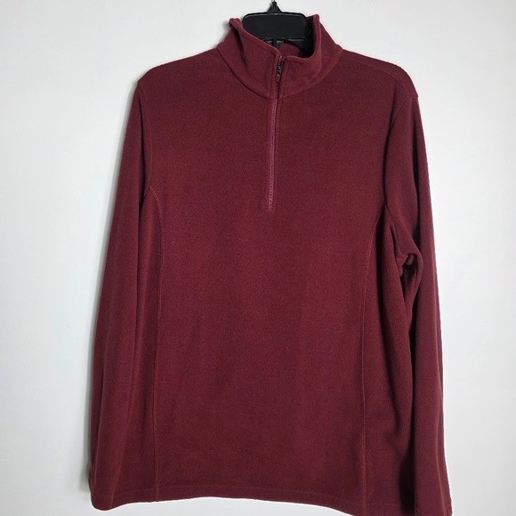 Lands' End Fleece Pullover Women's XL TALL 1/4 Zip Burgundy Long Sleeve - Picture 1 of 6